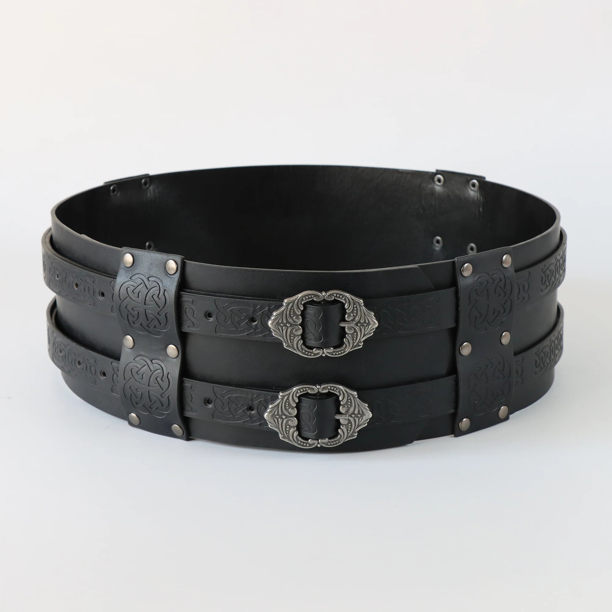 Viking Wide Waist Armor Belt - Adjustable Synthetic Leather