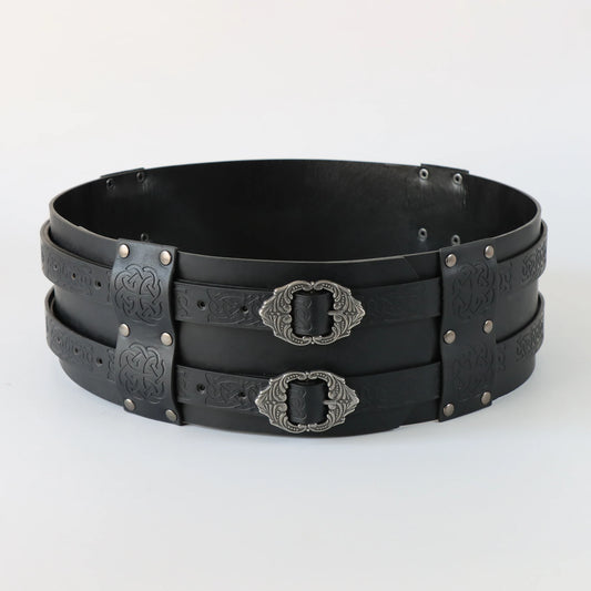 SS69 Viking Wide Waist Armor Belt, Adjustable Synthetic Leather LARP Gear