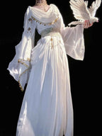 Greek Goddess Wandering Style National Style Han Element Lolita Strap Fairy Dress White Dress Women Clothing