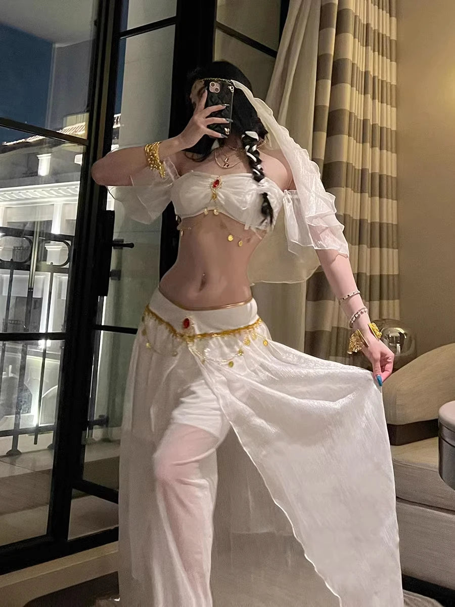 Belly Dance Costume Women's Sexy Arabian Princess Costume Fancy Indian Dance Embroider Bollywoods Jasmine Dress Egyptian Queen