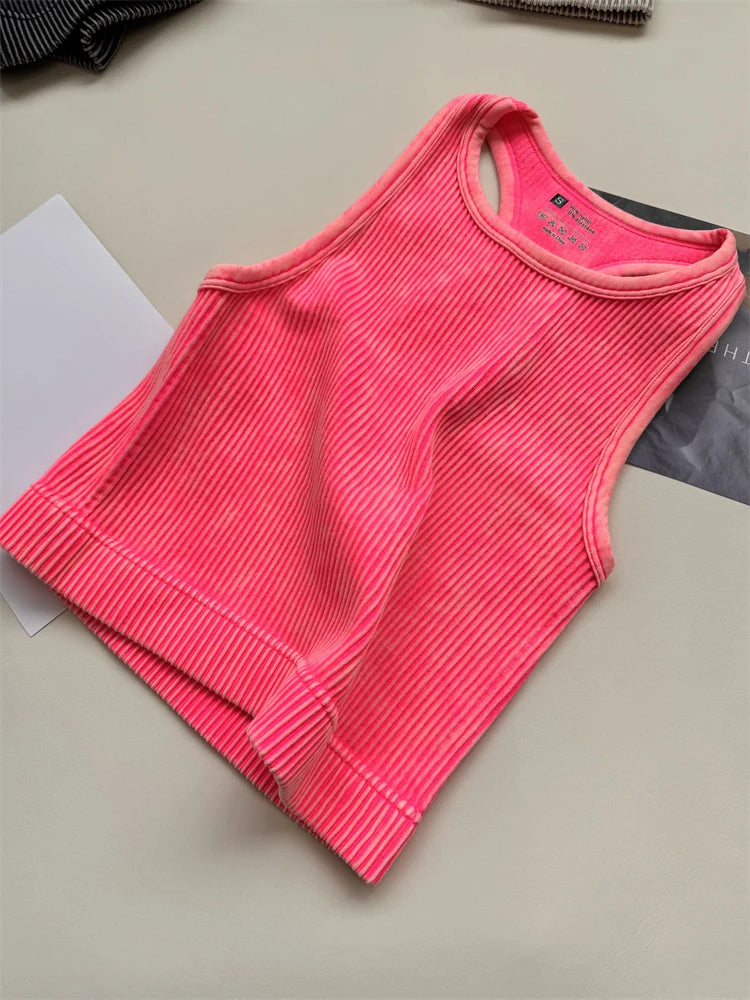 Seamless Yoga Top Fitness Sports  Gym Running Vest  Workout Women Athleisure Sleeveless Crop Top - SS69