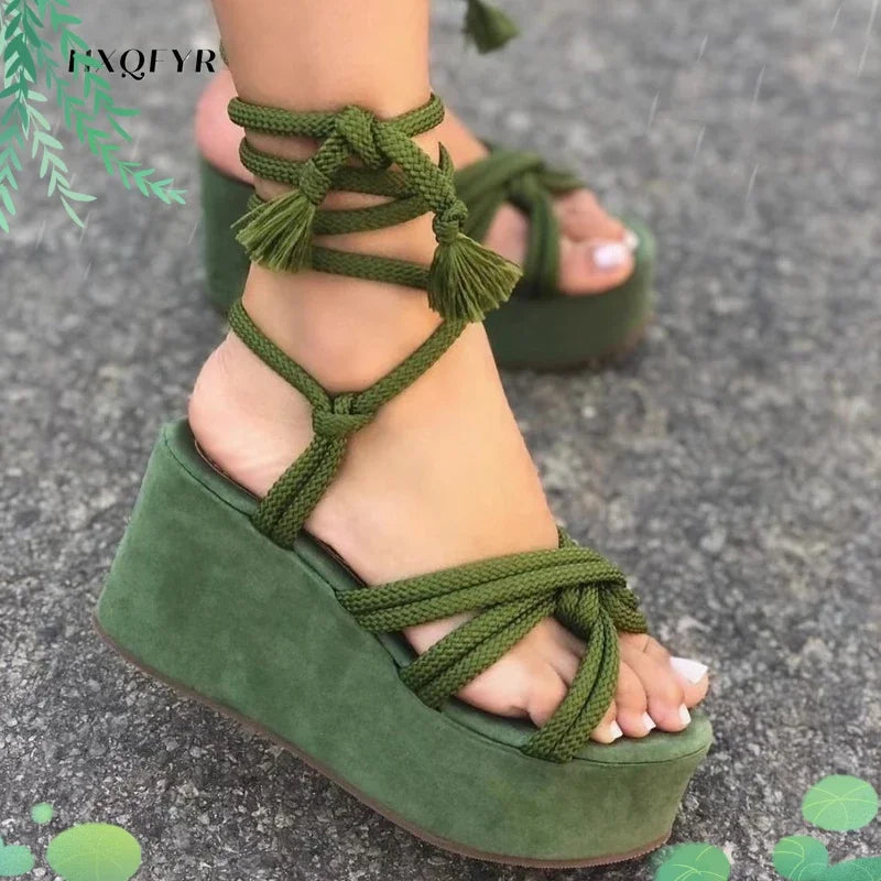 Sandal Women Summer Fashion  Sandals  Women's Wedge Sandals Cross Straps Casual Women's Shoes Women High Heels SS69