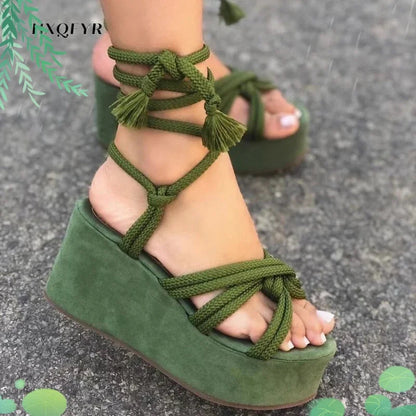 Sandal Women Summer Fashion  Sandals  Women's Wedge Sandals Cross Straps Casual Women's Shoes Women High Heels SS69