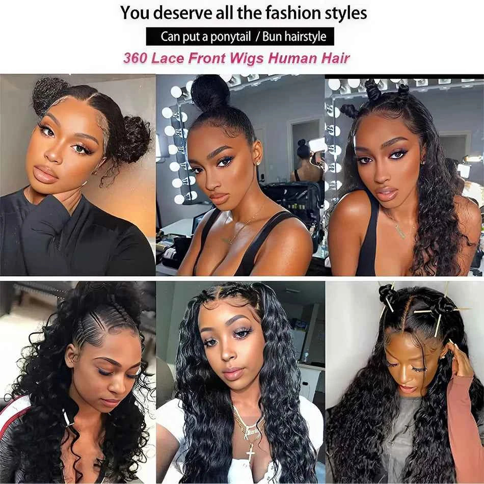 Invisi Strap Deep Curly Wave 360 Full Hd Lace Front Human Hair Wig 200% Preplucked Water Wave 13x4 Lace Frontal Wig Glueless Wig