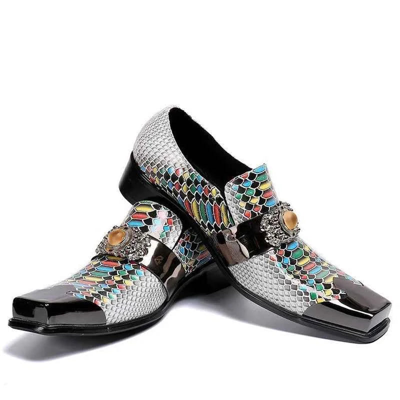 Special Square Toe Men's Shoes Slip on Genuine Leather Dress Men Party, Business, and Wedding Shoes men