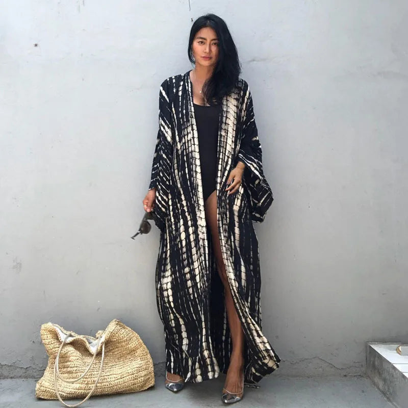 Tie Dye Kimono Swimsuit Cover-Up for Women - Flowy Rayon Beach Dress
