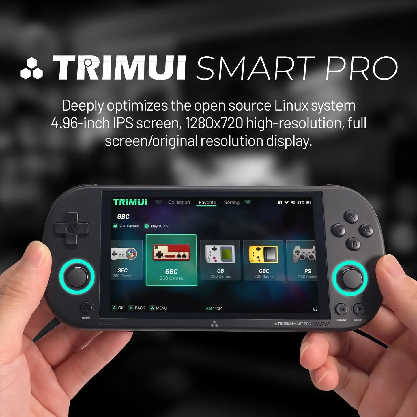 Trimui Smart Pro Handheld Game Console 4.96'' IPS Screen Linux System Joystick RGB Lighting Trimui Retro Video Game Console Gift SS69
