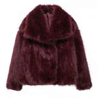 MUJER Faux Fur Coat Plush Fluffy Women's Jacket 2025 Woman Autumn Winter New in Outerwears White Red Gray Black Blends Coats