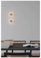 Modern Round Crystal Bedside Lamp Bedroom Living Room Italian LED Sconce Minimalist Art Circular Corridor Mirror Wall Lights