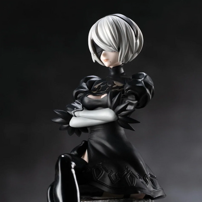 Nier Automata 2B A2 9S Sitting Position Game Figure Mechanical Lifeform Statue Collection Desktop Decoration  Toys Gifts SS69