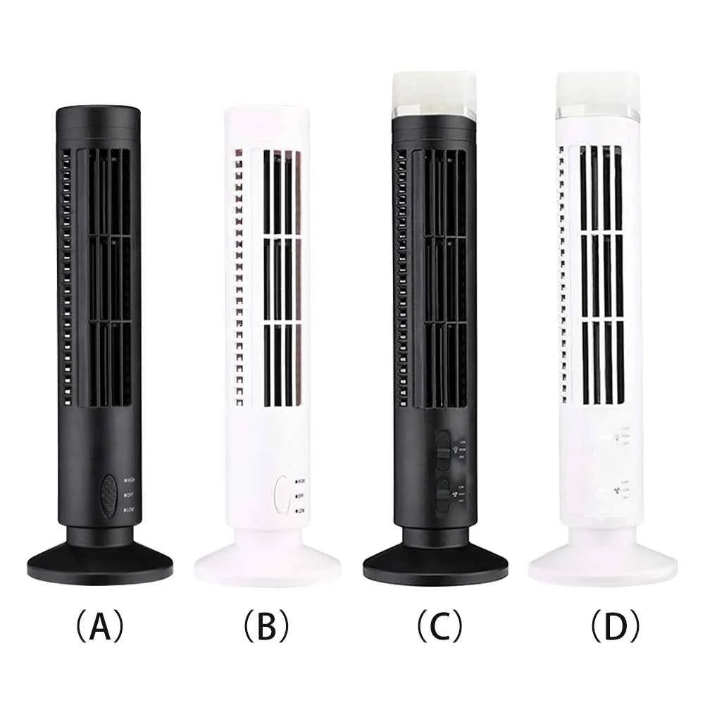 LED Tower Fan Bladeless Tower Fan 90 Degree Oscillating Quiet Portable USB Electric Desk Fan with Light for Home Bedroom Office
