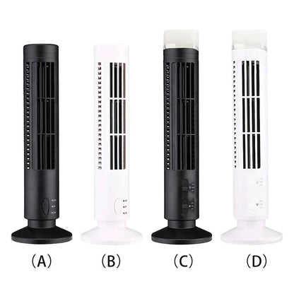 LED Tower Fan Bladeless Tower Fan 90 Degree Oscillating Quiet Portable USB Electric Desk Fan with Light for Home Bedroom Office