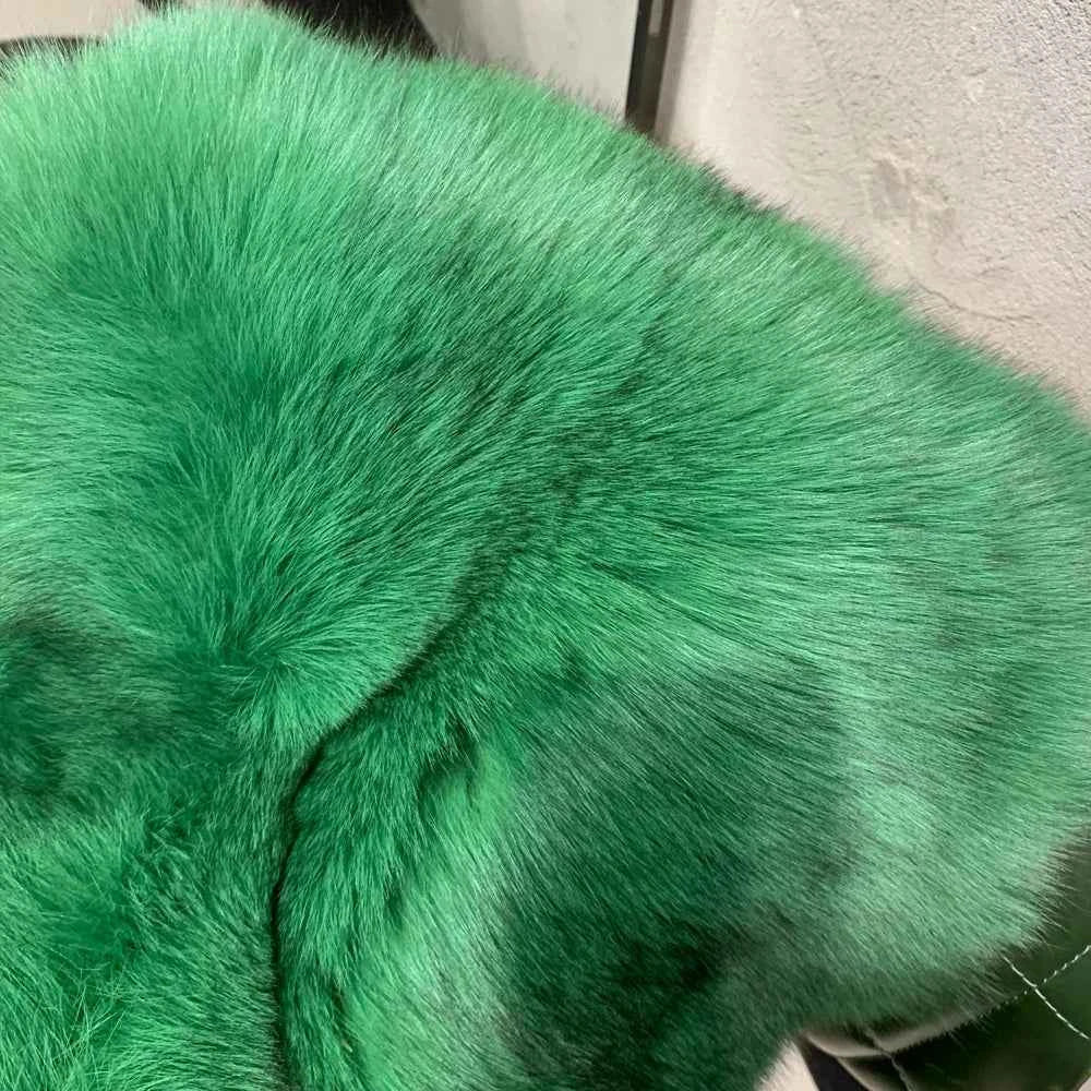Winter Long Fur Coats Winter Female Natural Fox Fur OutWear Full Pelt Real Fox Fur Jackets with Long Sleeve