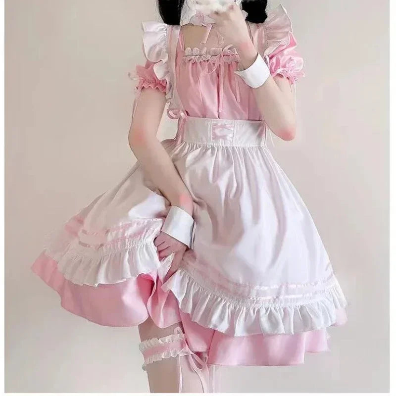 Black Pink Lolita Maid Costumes Cute Girls Women Lovely Maid Cosplay Costume Animation Show Japanese Outfit Dress Clothes S-5XL - SS69