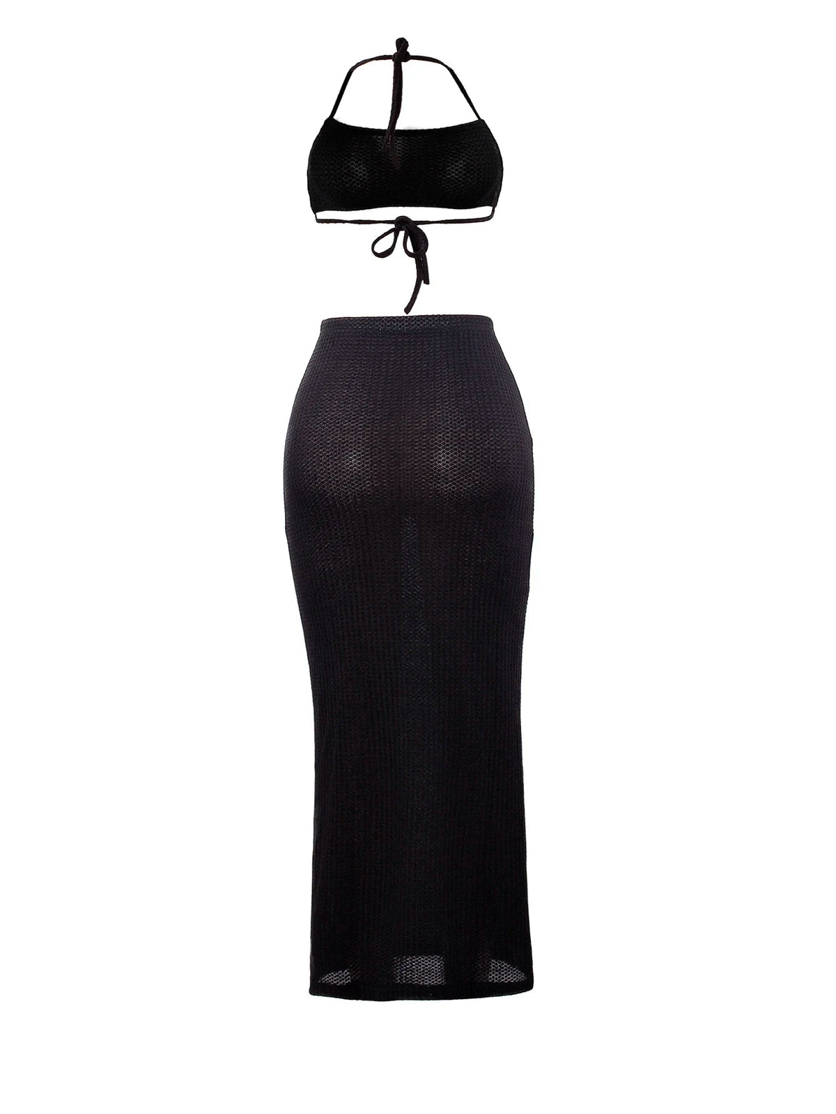 Women Long Skirt 2 Pcs Sets Sexy Strapless Tube Top Bodycon Maxi Skirts Y2k Two Piece Outfit Summer Clothing Beach Wear SS69