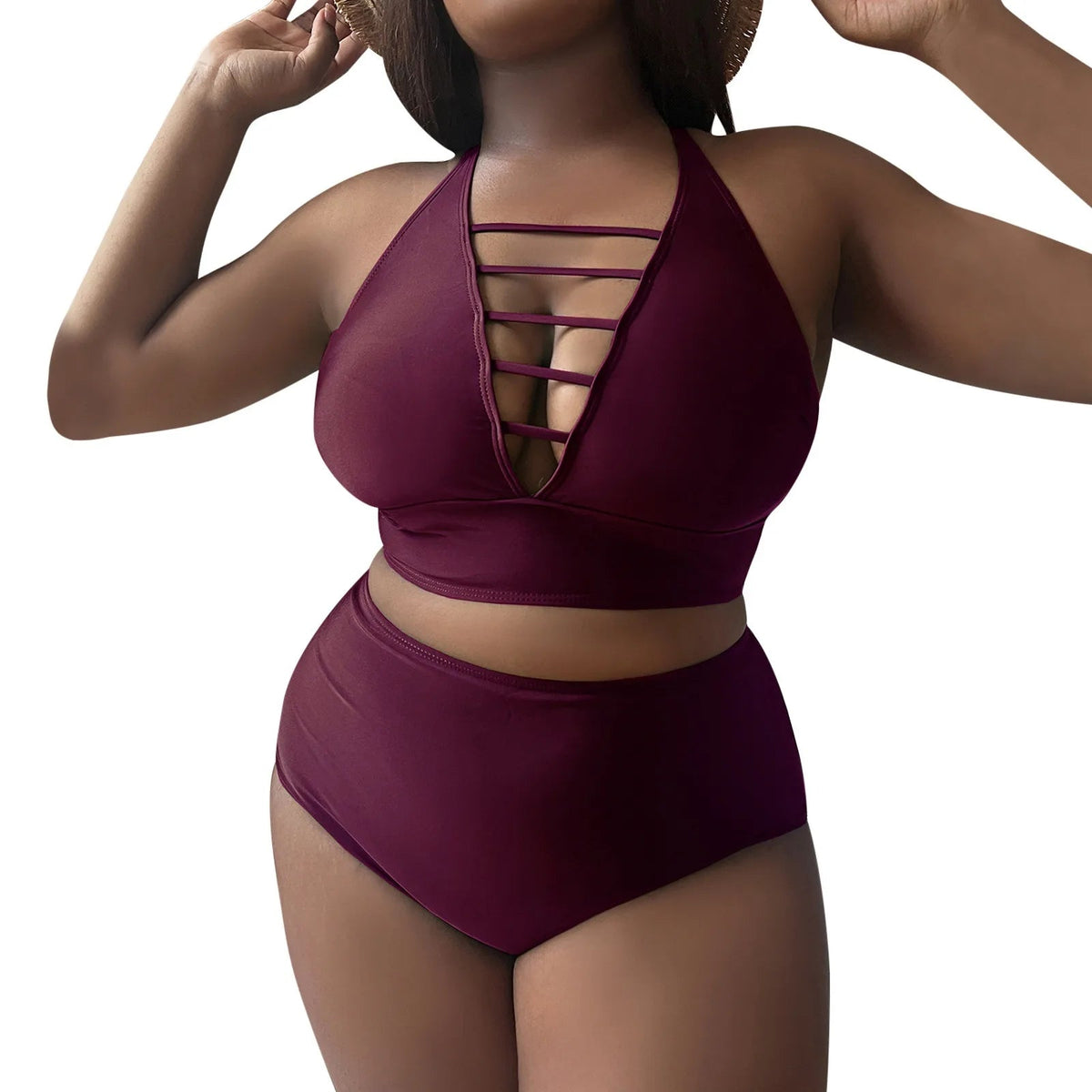 Plus Size Swimsuit Women Big Breast Bikini Set 2024 Sexy Two Pieces Bikinis High Waisted Swimwear Brazilian Bathing Suit SS69