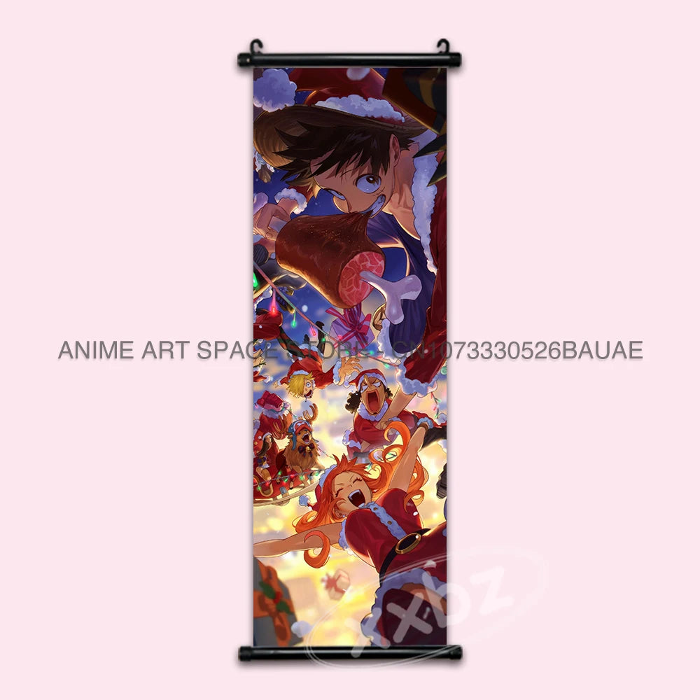 ONE PIECE Hanging Painting Japanese Anime Home Decor Wall Art Luffy Scrolls Pictures Passion Straw Hat Pirates Warm Blood Comics SS69 17.69 hzw26-37 / CHINA / 25x75cm(10x30inch)
