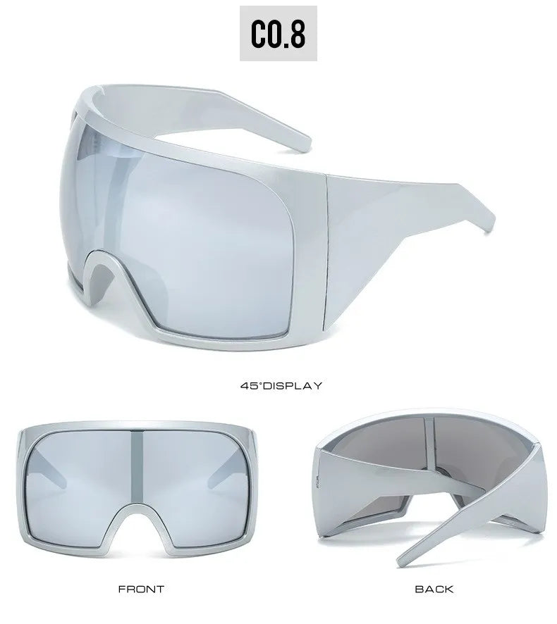 Oversized Punk Shield Sunglasses Women Men Big Frame 2024 Luxury Brand Steampunk Mask Sun Glasses For Ladies Sports Goggle UV400 SS69
