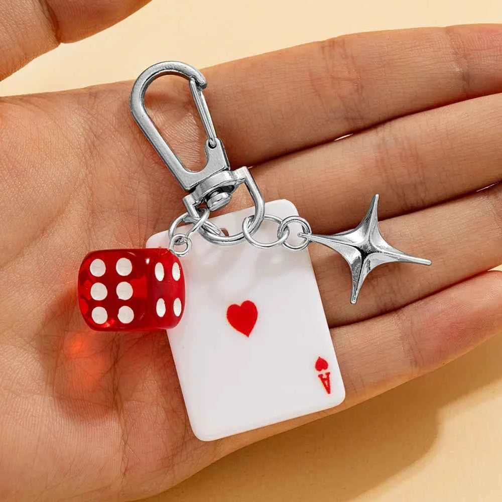 1pc Poker Dice Star Keychain, Retro Cool Style, Suitable for Bag Charm / Key Decoration / Personalized Accessory