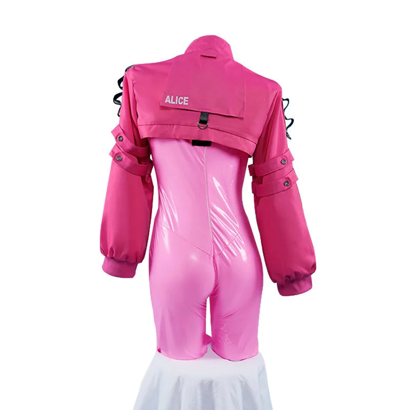Women’s Nikki Alice Cosplay Costume Bodysuit with Ear Gloves Wig Cosplay Latex Cat suit Jumpsuit Jacket Suit SS69