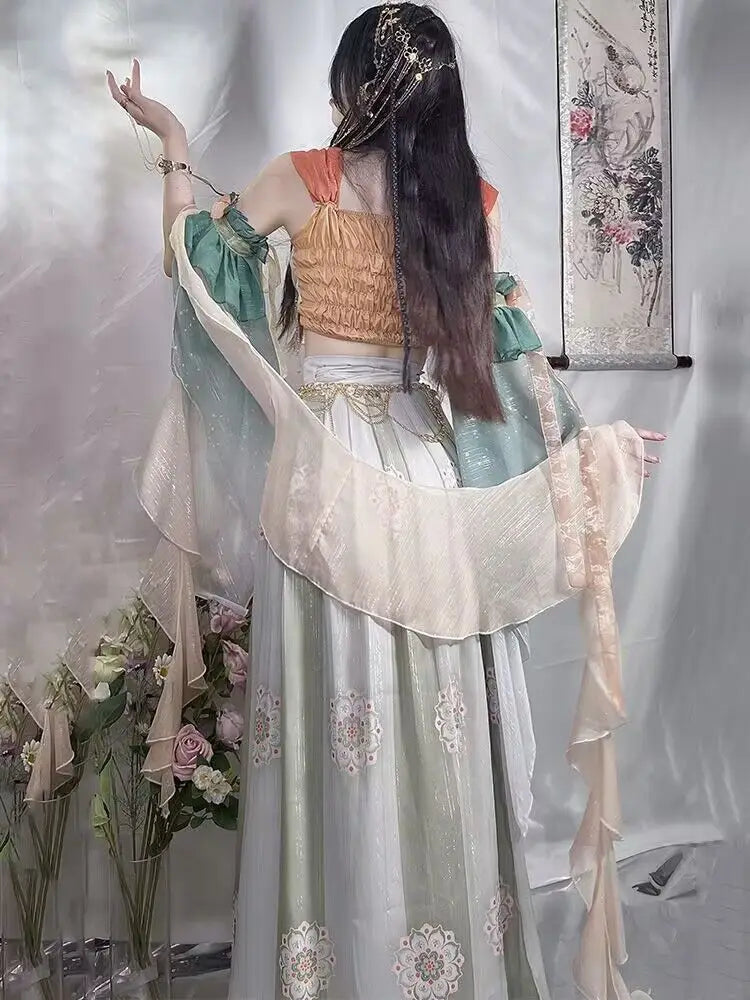 Ancient Chinese Hanfu Dress Women Halloween Princess Loulan Dunhuang Feitian Cosplay Costume Dance Dress Party Outfit Hanfu Sets SS69