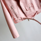 Women's PU Leather Motorcycle Jacket - Slim Fit, Turn-Down Collar