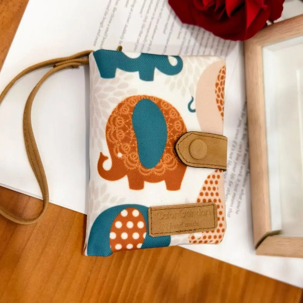 ISKYBOBCN Floral PU Leather Short Wallet with Zipper & Hasp