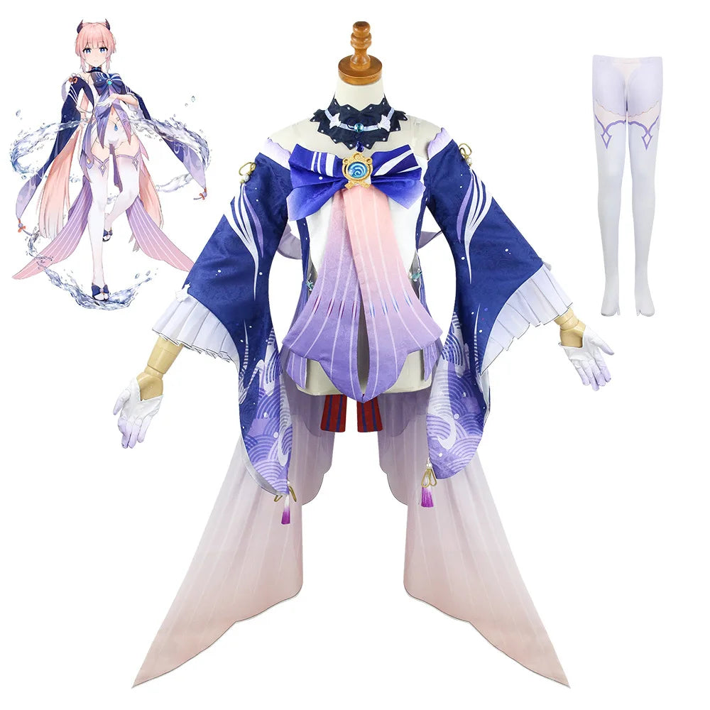 Game Genshin Impact Kokomi Cosplay Costume Sangonomiya Kokomi Wig Shoes Sexy Women Halloween Party Fancy Dress Outfit Full Set
