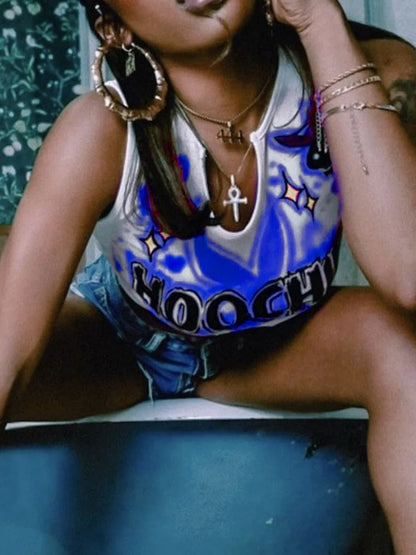 Sexy Letter T Shirts Fashion Cropped Top Printed Sweatshirts Streetswear 2023 Summer Clothes Women Y2K Graphic Tank Tops Tees SS69