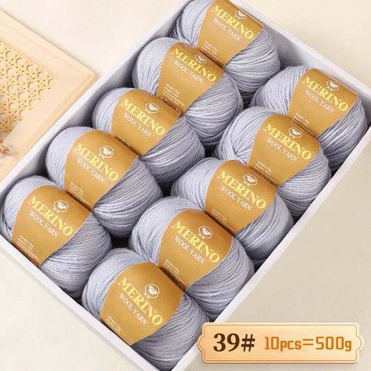 500g of High-Quality 212 Medium-Fine Alpaca Wool Yarn, Suitable for Knitting Sweaters, Scarves, and Hats, 10 Skeins/Pack