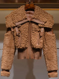 Lautaro Winter Warm Thick Patchwork Faux Fur Coat Women Long Sleeve Zipper Turndown Collar Stylish Fluffy Jacket Fashion 2021