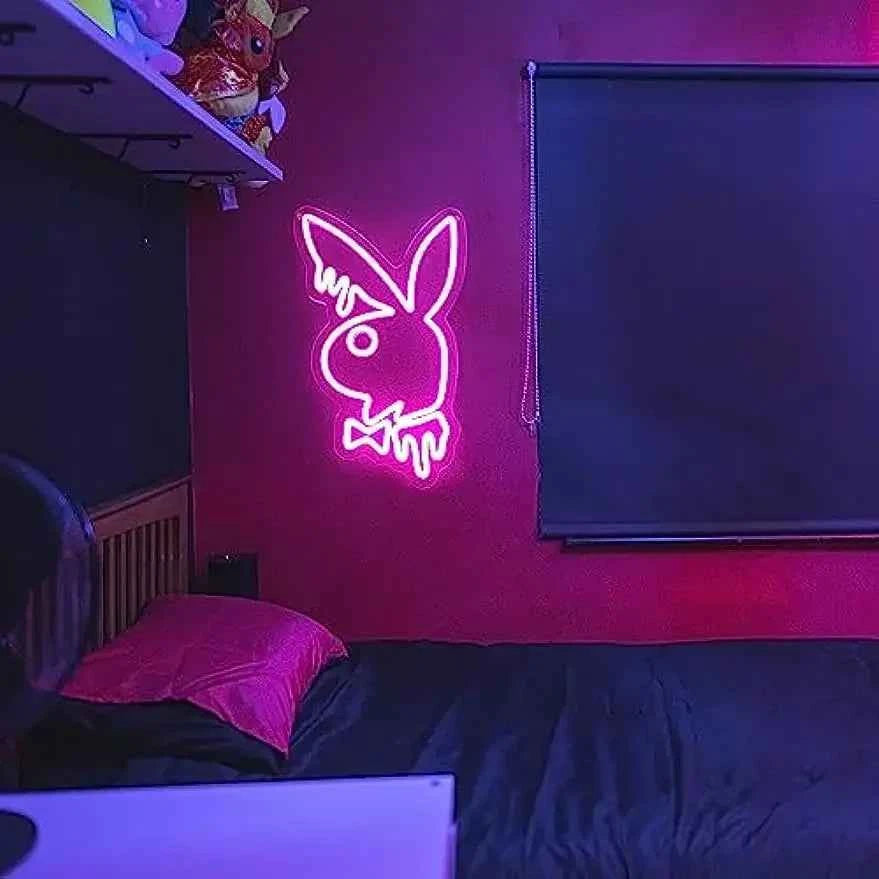 Rabbit Bunny Neon Signs for Wall Decor LED Neon Light Sign Cute Animal LED Signs for Bedroom Kids Room Party Decor Girl Gift