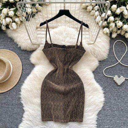 Sexy sleeveless glitter Backless Off Shoulder Fashion Birthday Party Evening Vestido Women Goth Slim Summer Hip Wrap Dress SS69