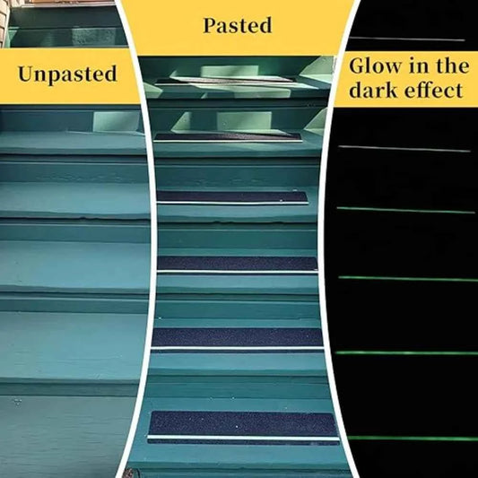 10pcs Non Slip Grip Tape with Glow in Dark Stripe High Friction Deck Grip Tape Strips Anti Skid Tape for Steps Outdoor Basement