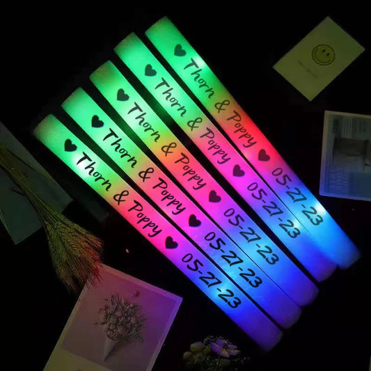 XinWen LC 30Pcs RGB LED Foam Glow Sticks - Colorful Flashing Party Batons