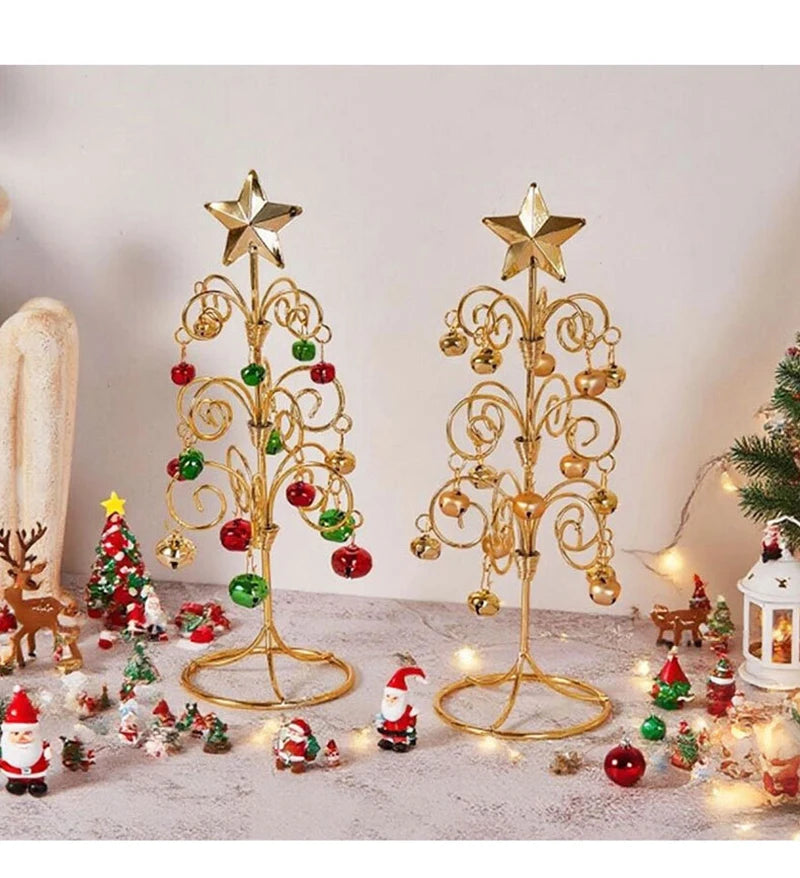 Iron Lace Christmas Tree Mini With Bell Star Desktop Ornament Ornament New Year Christmas Eve Gift Celebrate Party Xmas 2026