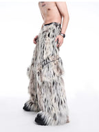 Mauroicardi Men's Faux Fur Wide Leg Pants
