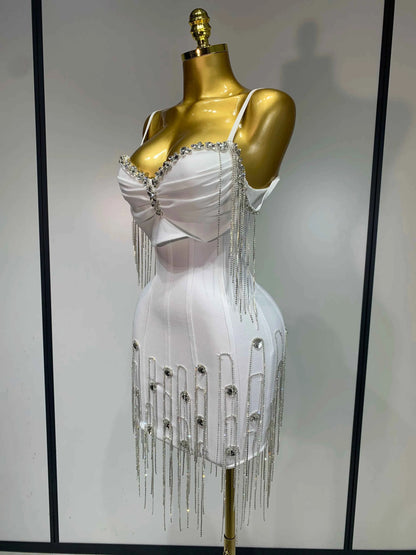 Women Sexy Backless Spaghetti Strap Bodycon Sleeveless Bandage Dress 2025 Elegant Prom Gown Club Evening Party Birthday Dresses