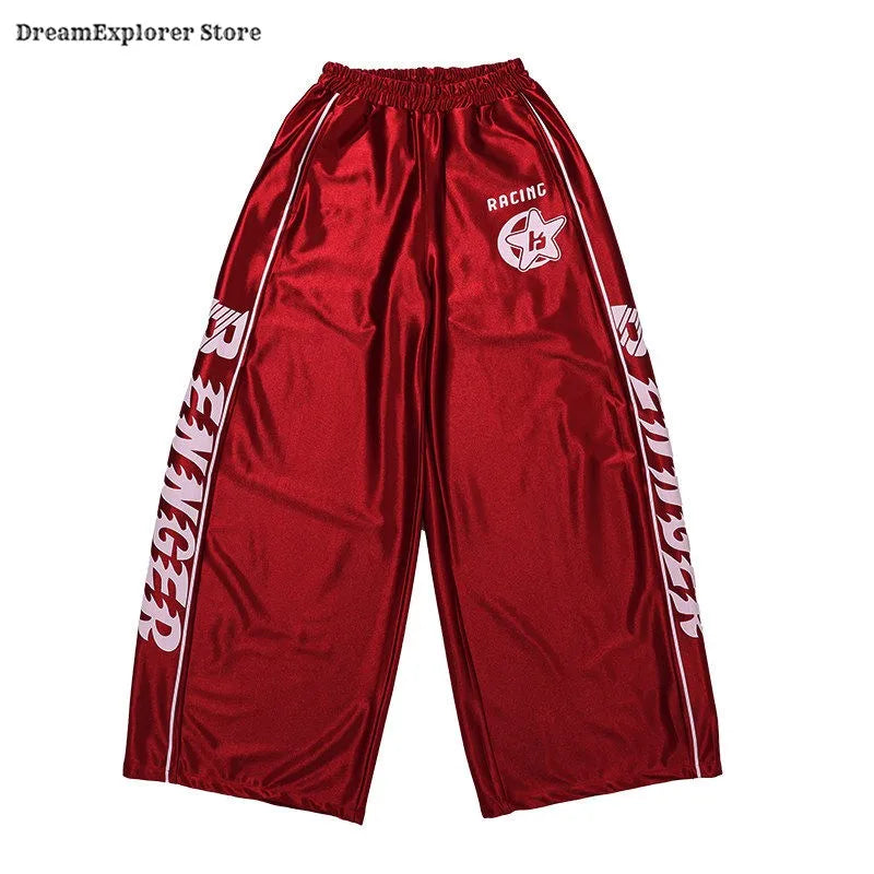 Girls Shiny Crop Top & Joggers Street Dance Set