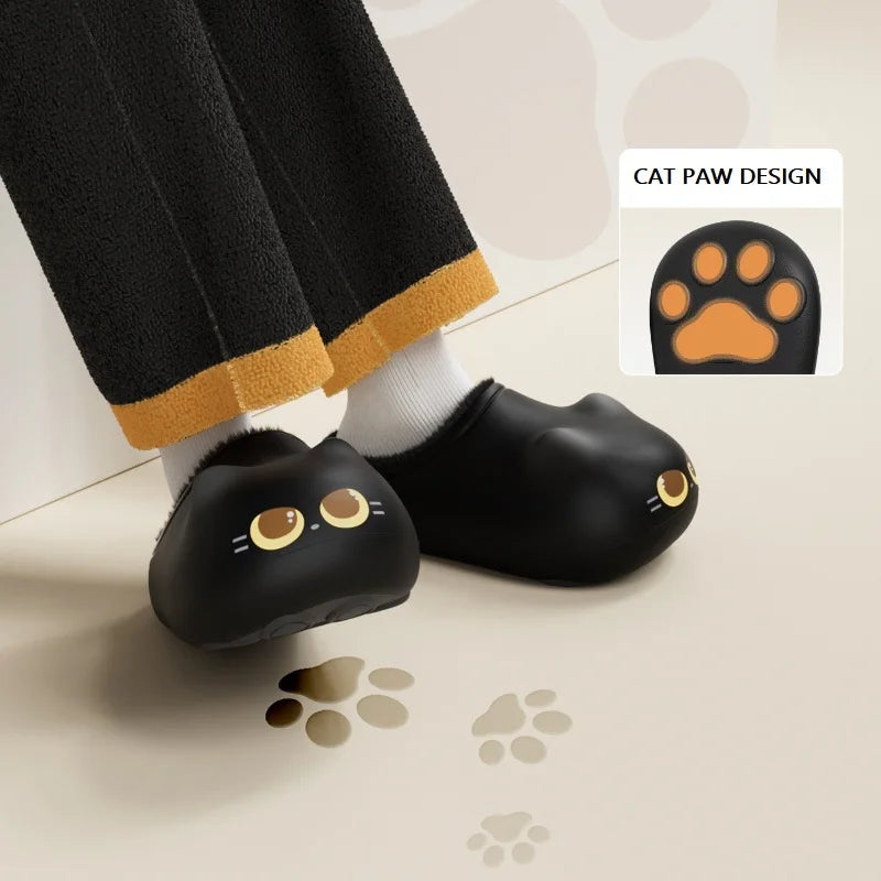 New Adorable Kitty Claw Slippers Women's Home Shoes Non Slip Furry Mules Female Fashion Warm Fluffy Slides Outdoor Cat Slippers