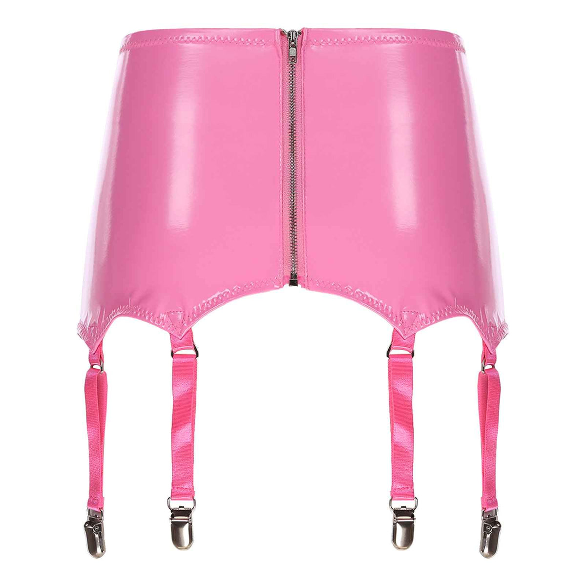 Womens Garters Suspender Belt Skirts Ladies Wet Look Mini Skirts Leather Garters with Metal Clips Clubwear Costume Underwear