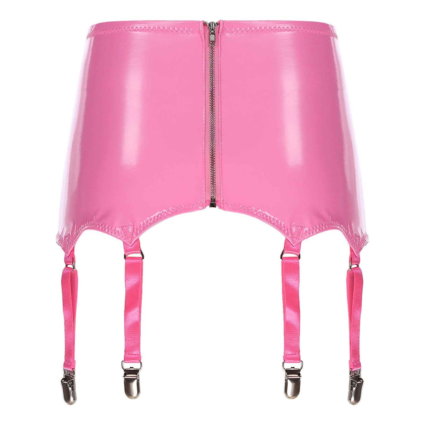 Womens Garters Suspender Belt Skirts Ladies Wet Look Mini Skirts Leather Garters with Metal Clips Clubwear Costume Underwear
