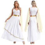 Womens Ancient Greek Princess Dress Goddesses Toga Costume for Halloween Carnival Party Deity Queen Cosplay Chiffon Robe Gown