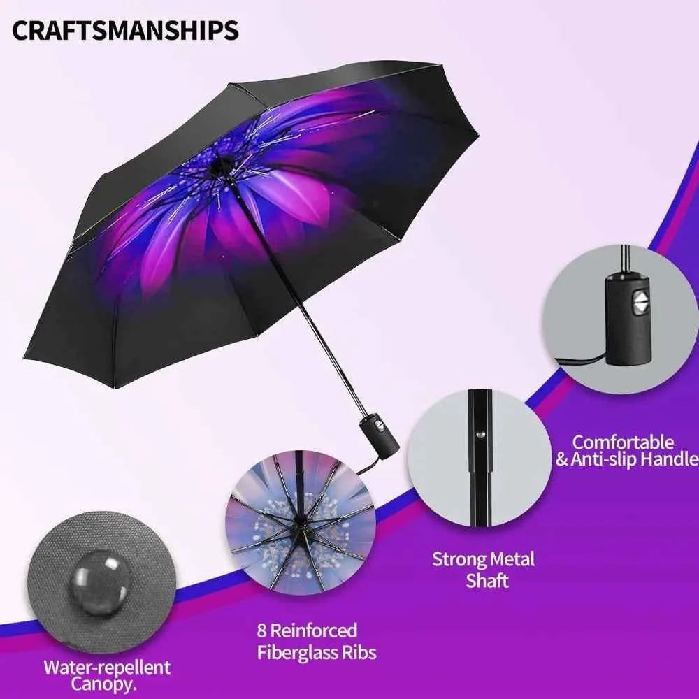 Compact Travel Umbrella,Windproof Waterproof Stick Umbrella Anti-UV Protection Golf Umbrellas