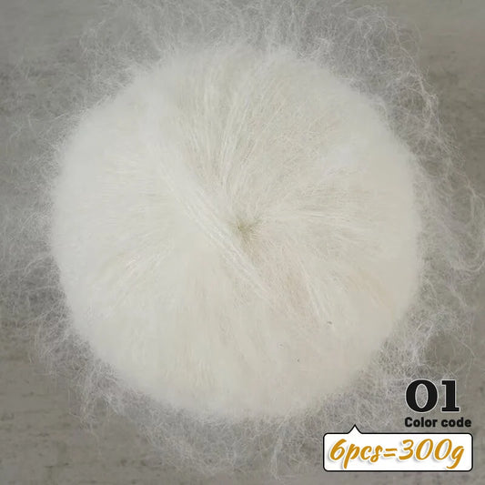 300g Colorful Long-Haired Alpaca Mohair Yarn Handmade DIY Material Knitting Autumn and Winter Fashion Women's Sweater Sweater Jacket Shawl Yarn Ball 1 Piece = 6 Pieces = 300g