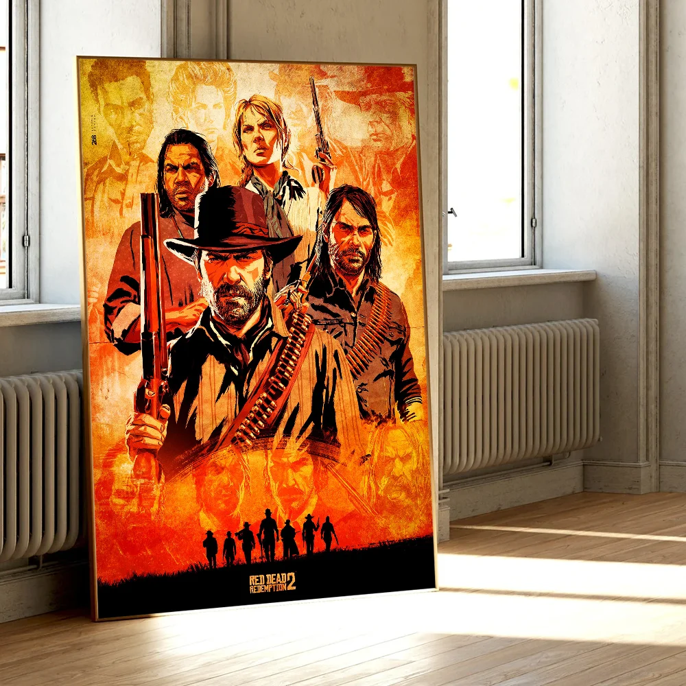 Red Dead Redemption 2 Wall Poster, Waterproof Adhesive PP Paper Art Print