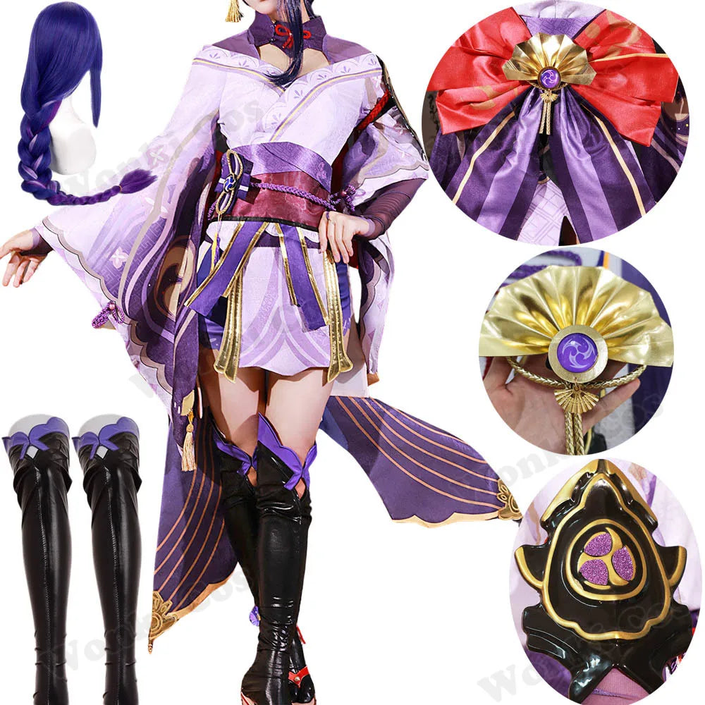 Raiden Shogun Cosplay Costume & Wig Set for Women - Game Character Outfit