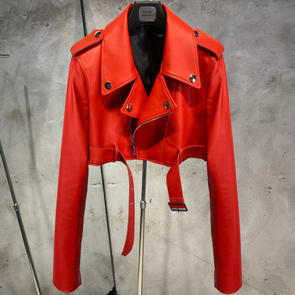 Real Leather Jacket 2022 Autumn Ladies Colorful Genuine Leather Top Short