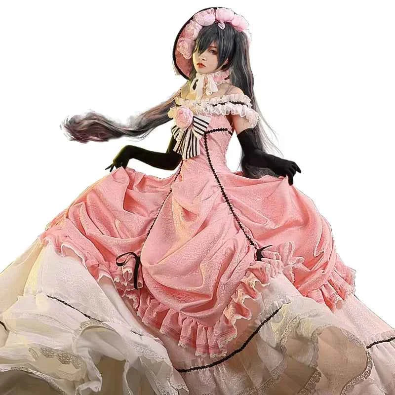 DokiDoki-SSR Ciel Phantomhive Cosplay Women Evening Dress Bustle Costume