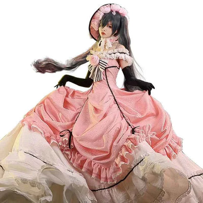 DokiDoki-SSR Ciel Phantomhive Cosplay Women Evening Dress Bustle Costume